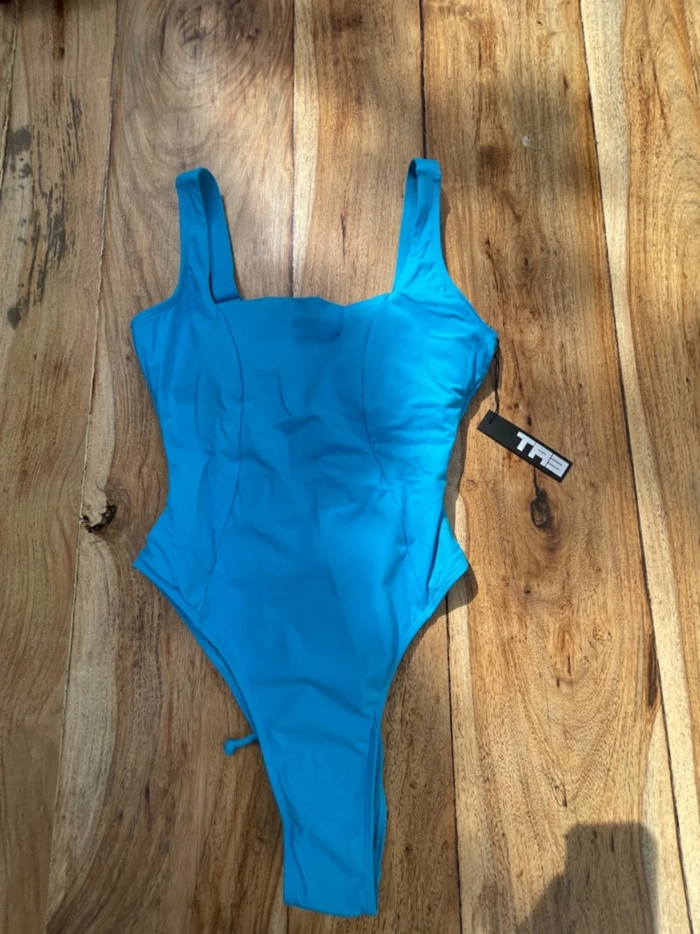 Ta3 Squarey Hi-Cut Swimsuit in Aqua, Size L, Reg/Long, NWT - Picture 1 of 4